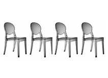 Lot de 4 chaises design m&eacute;daillon gris fum&eacute; ROYAL 