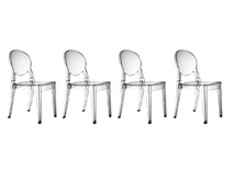 Lot de 4 chaises design m&eacute;daillon transparentes ROYAL 