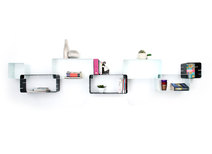 Lot de 7 &eacute;tag&egrave;res design noires et blanches modulables KLIK XL