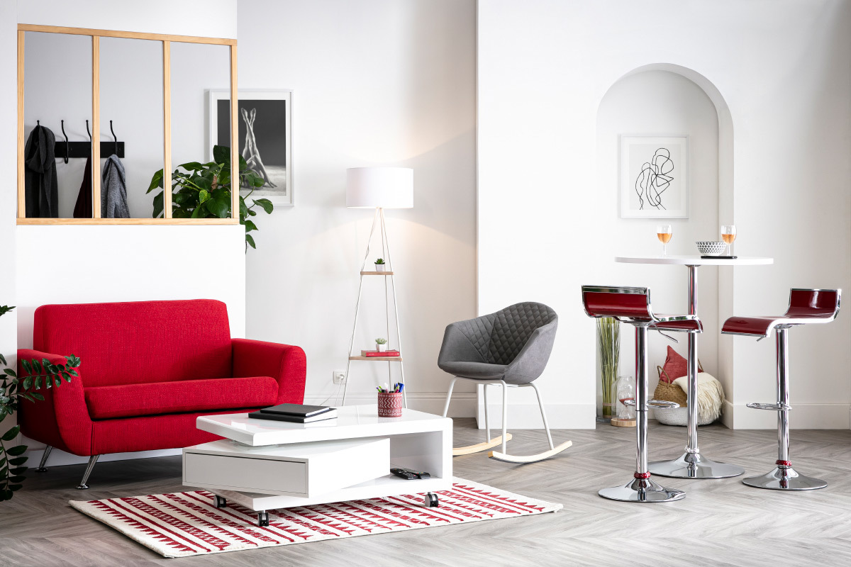 Lote de 2 taburetes de bar WAVES color blanco image 1