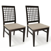Lots de 2 Chaises cuisine / salle &agrave; manger - KORINA WENGE - Assise Microfibre Sable image pub1