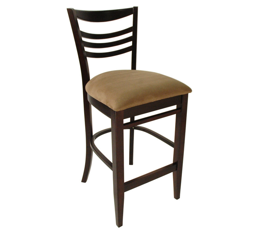 Lots de 2 Chaises de bar ELINA cuisine/salle &agrave; manger - WENGE - Assise Microfibre Marron Clair image 1