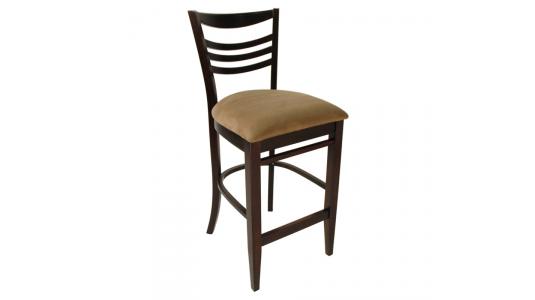 Lots de 2 Chaises de bar ELINA cuisine/salle &agrave; manger - WENGE - Assise Microfibre Marron Clair image 1