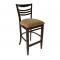 Lots de 2 Chaises de bar ELINA cuisine/salle &agrave; manger - WENGE - Assise Microfibre Marron Clair