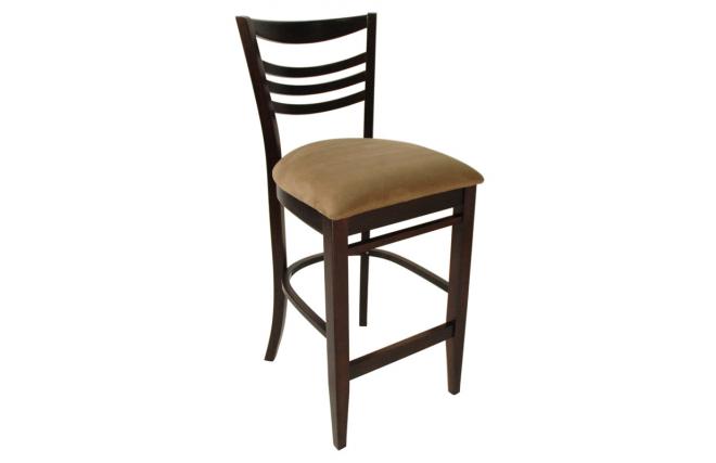 Lots de 2 Chaises de bar ELINA cuisine/salle &agrave; manger - WENGE - Assise Microfibre Marron Clair