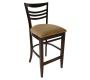 Lots de 2 Chaises de bar ELINA cuisine/salle &agrave; manger - WENGE - Assise Microfibre Marron Clair image 1