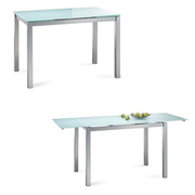 Mesa de comedor/cocina de dise&ntilde;o de metal lacado y cristal templado blanco Baltimore image pub1