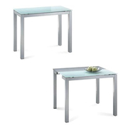 Mesa de comedor/cocina NEW BALTIMORE desplegable de metal lacado y cristal templado blanco  image pub1