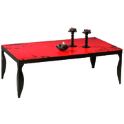 Mesa de sal&oacute;n BAROCA roja de acero lacado y cristal templado image pub1