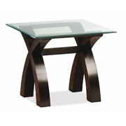 Mesa de sal&oacute;n de dise&ntilde;o NICOLAS de roble malayo y cristal templado  image pub1