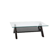 Mesa de sal&oacute;n de dise&ntilde;o rectangular BAILEY de color weng&eacute; y encimera de cristal  image pub1