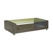 Mesa de sal&oacute;n moderna ULISSE de color weng&eacute; y de cristal templado  image pub1