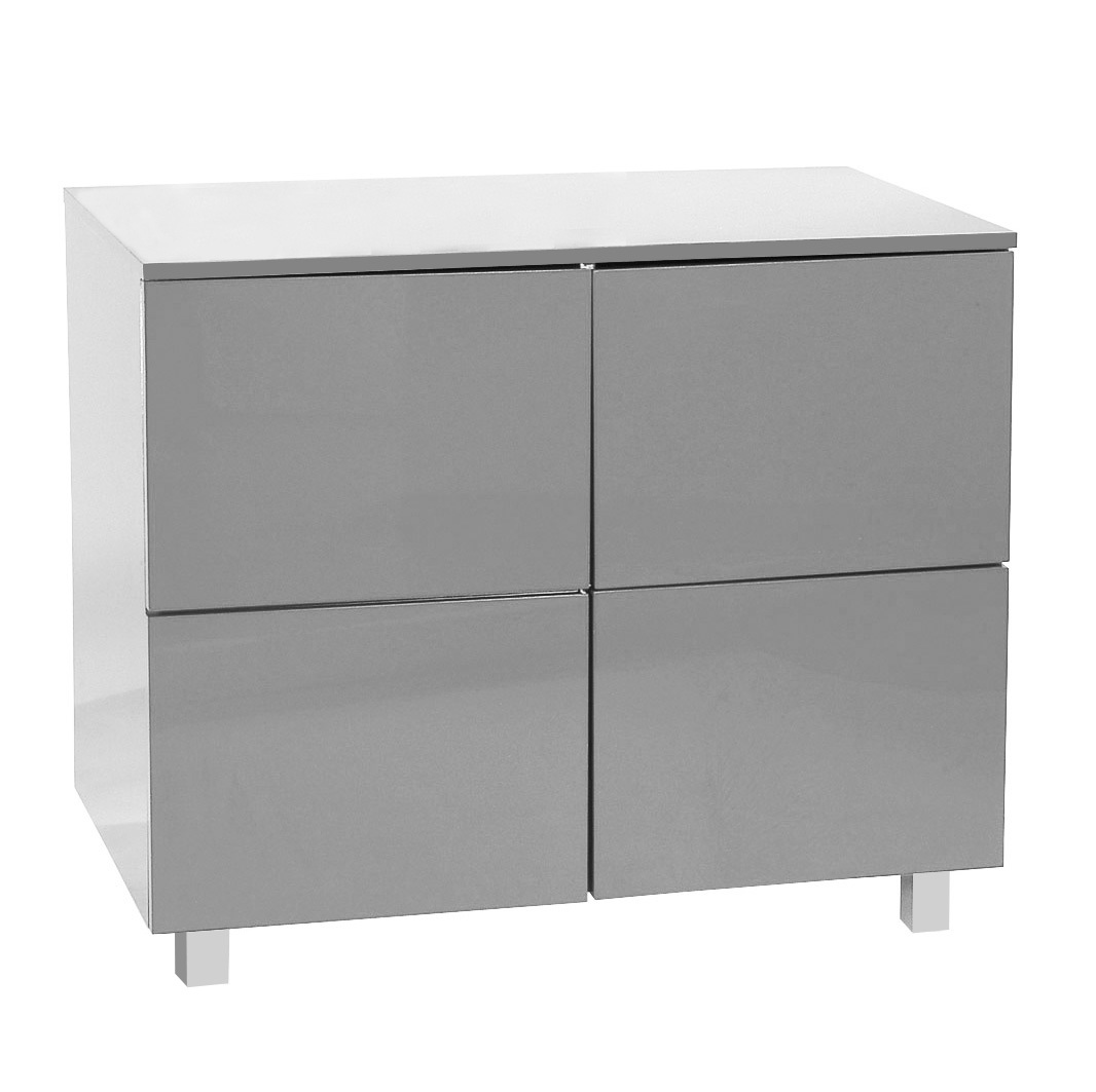 Meuble de rangement blanc laqué 4 portes New York Miliboo