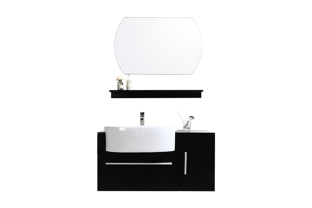 Meuble de salle de bain Sullivan : vasque, meuble sous vasque, &eacute;tag&egrave;re et miroir