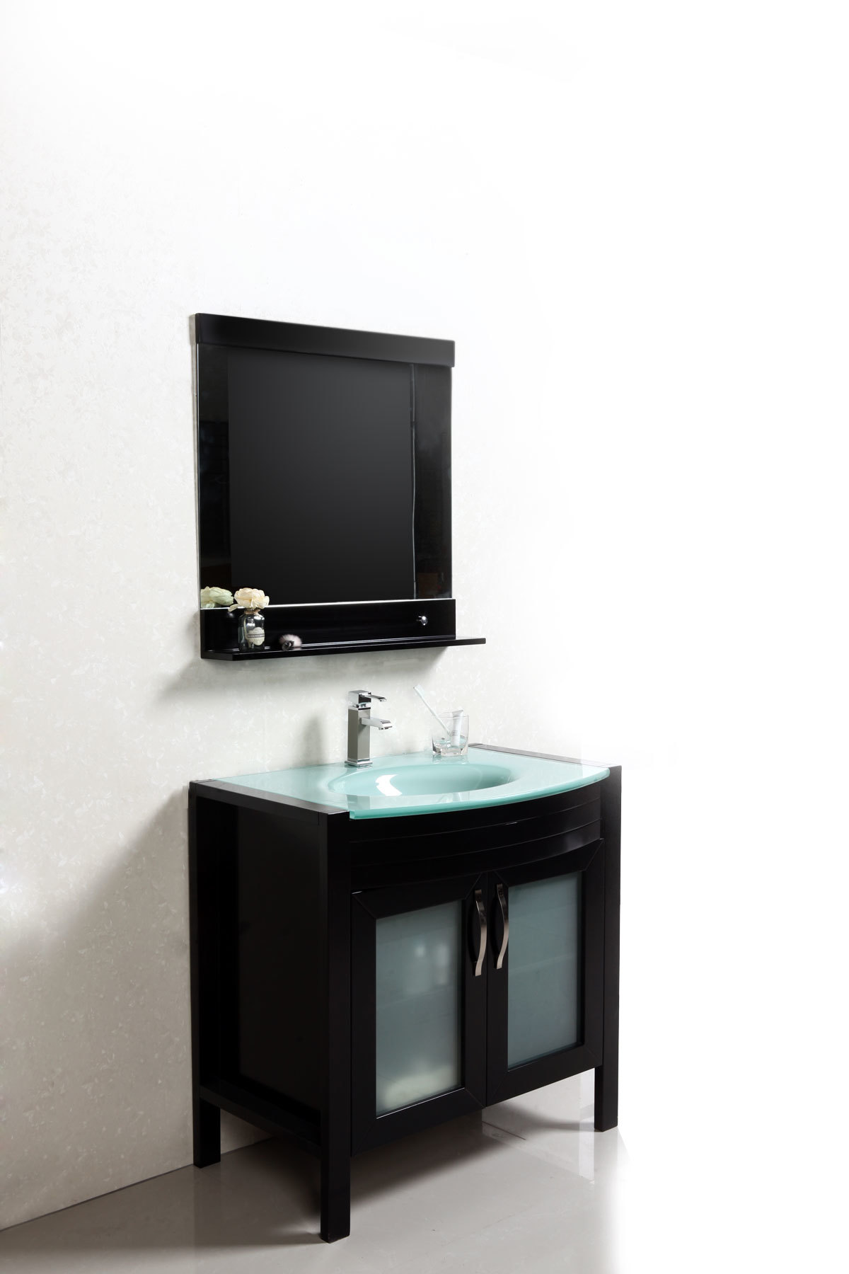 Meuble de salle de bain : vasque, meuble sous-vasque et miroir THELIO