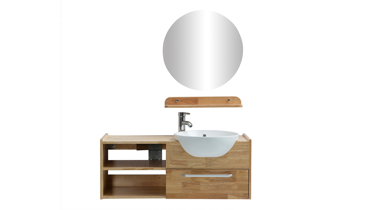 Meuble de salle de bain : vasque, meuble sous-vasque, tagre et miroir EYTAN
