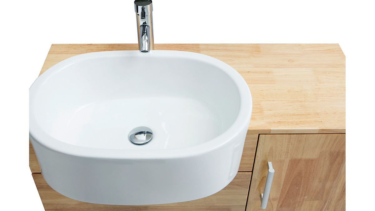 Meuble de salle de bain : vasque, meuble sous-vasque, tagres et miroir NIVAN