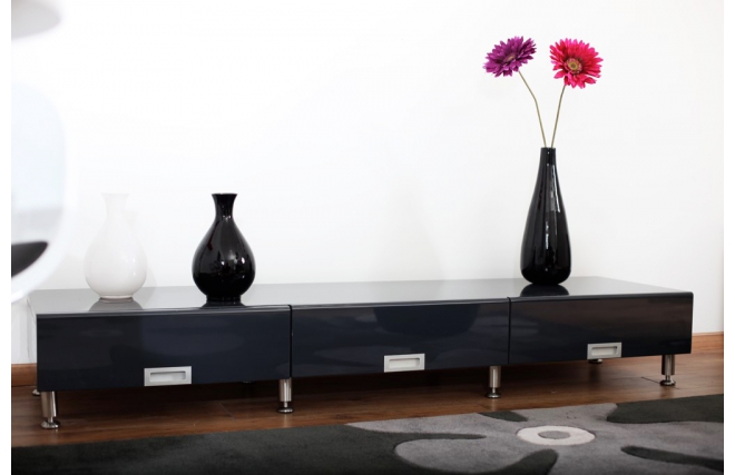 Meuble TV design gris laqu&eacute; BROOKLIN 