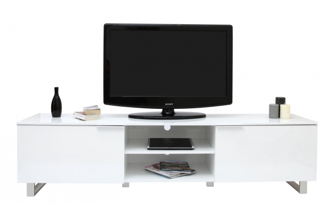 Meuble TV design laqu&eacute; blanc HALIFAX