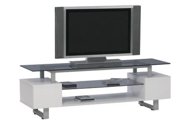 Meuble tv design laqu&eacute; blanc Telma