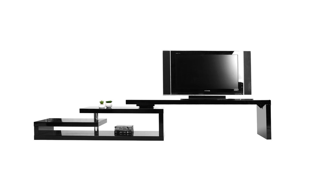 Meuble TV design laqu brillant noir pivotant L255 MAX V2
