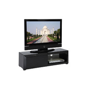 Meuble TV design laqu&eacute; noir TIA