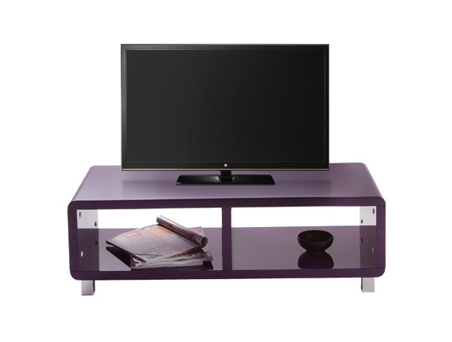 Meuble TV design laqu&eacute; violet PIXY