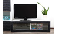 Meuble TV design lumineux 1.25 m blanc et noir SYMBIOSIS