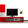 Meuble TV design lumineux 1.25 m blanc et rouge laqu&eacute; SYMBIOSIS