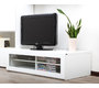 Meuble TV design lumineux 1.25 m blanc laqu&eacute; SYMBIOSIS