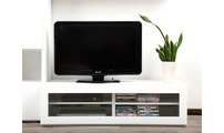 Meuble TV design lumineux 1.25 m blanc laqu&eacute; SYMBIOSIS