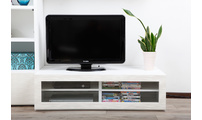 Meuble TV design lumineux 1.25 m blanc SYMBIOSIS