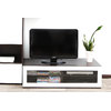 Meuble TV design lumineux 1.25 m chocolat et blanc laqu&eacute; SYMBIOSIS