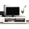 Meuble TV design lumineux 1.25 m chocolat et blanc SYMBIOSIS
