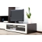 Meuble TV design lumineux 1.25 m chocolat et blanc SYMBIOSIS