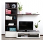 Meuble TV design lumineux 1.25 m chocolat et blanc SYMBIOSIS