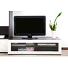 Meuble TV design lumineux 1.25 m chocolat et blanc SYMBIOSIS