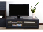 Meuble TV design lumineux 1.25 m chocolat et noir SYMBIOSIS