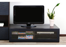 Meuble TV design lumineux 1.25 m chocolat et noir SYMBIOSIS