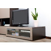 Meuble TV design lumineux 1.25 m chocolat et taupe SYMBIOSIS