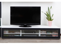 Meuble TV design lumineux 1.89 m blanc et noir SYMBIOSIS
