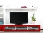 Meuble TV design lumineux 1.89 m blanc et rouge laqu&eacute; SYMBIOSIS
