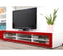 Meuble TV design lumineux 1.89 m blanc et rouge laqu&eacute; SYMBIOSIS
