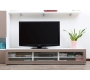 Meuble TV design lumineux 1.89 m blanc et taupe SYMBIOSIS