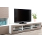 Meuble TV design lumineux 1.89 m blanc et taupe SYMBIOSIS