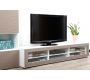 Meuble TV design lumineux 1.89 m blanc et taupe SYMBIOSIS