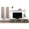 Meuble TV design lumineux 1.89 m blanc et taupe SYMBIOSIS