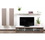 Meuble TV design lumineux 1.89 m blanc et taupe SYMBIOSIS