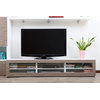 Meuble TV design lumineux 1.89 m blanc et taupe SYMBIOSIS