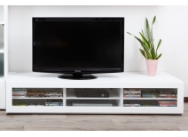 Meuble TV design lumineux 1.89 m blanc laqu&eacute; SYMBIOSIS